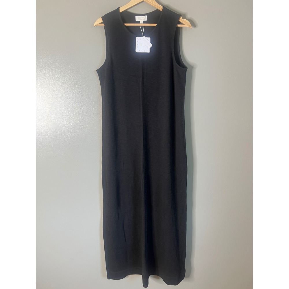 Le' AL.X organic cotton black maxi dress large quite Luxury minimalist chic - Picture 9 of 10